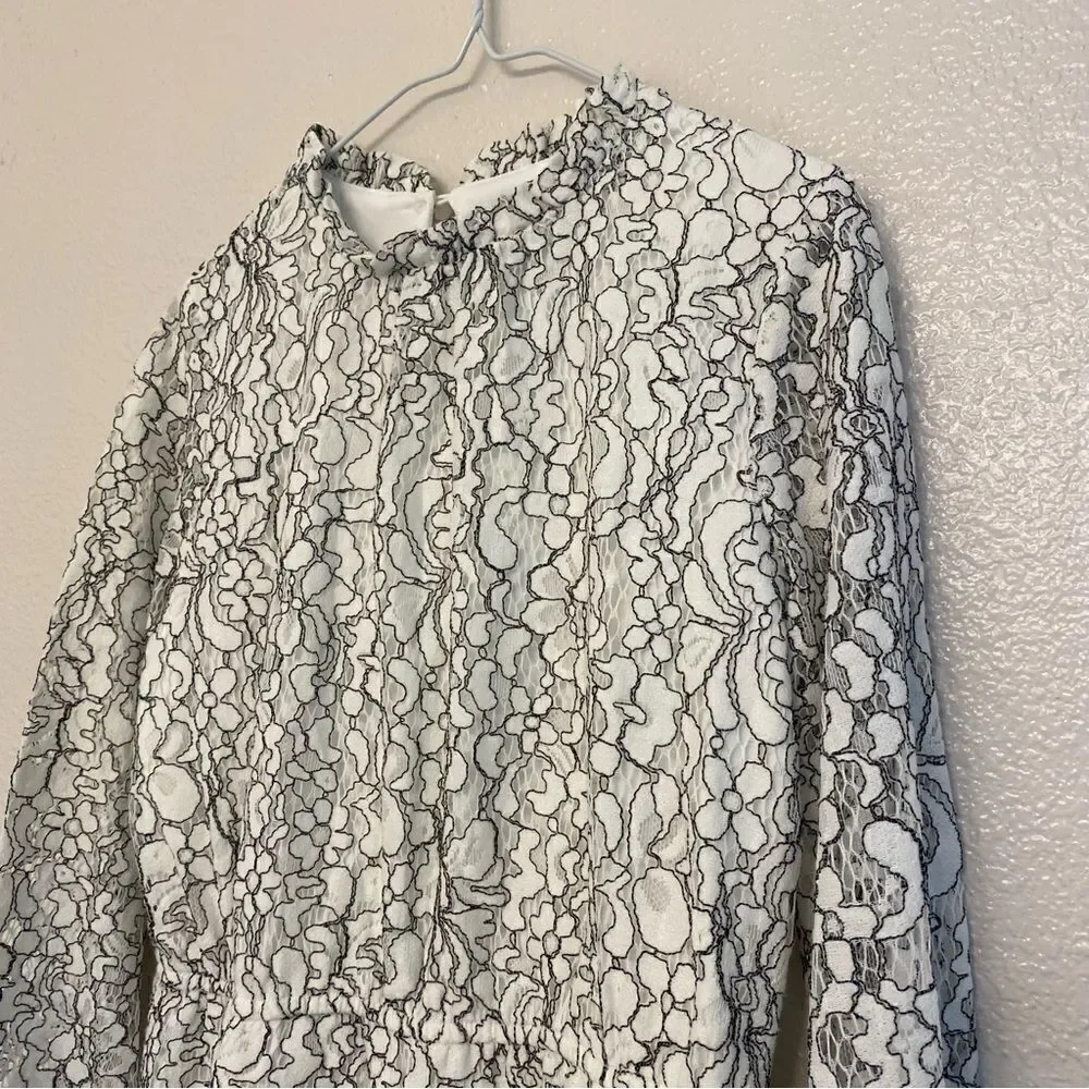 Art Class black and white lace long elastic cuff sleeve girl dress L  10/12